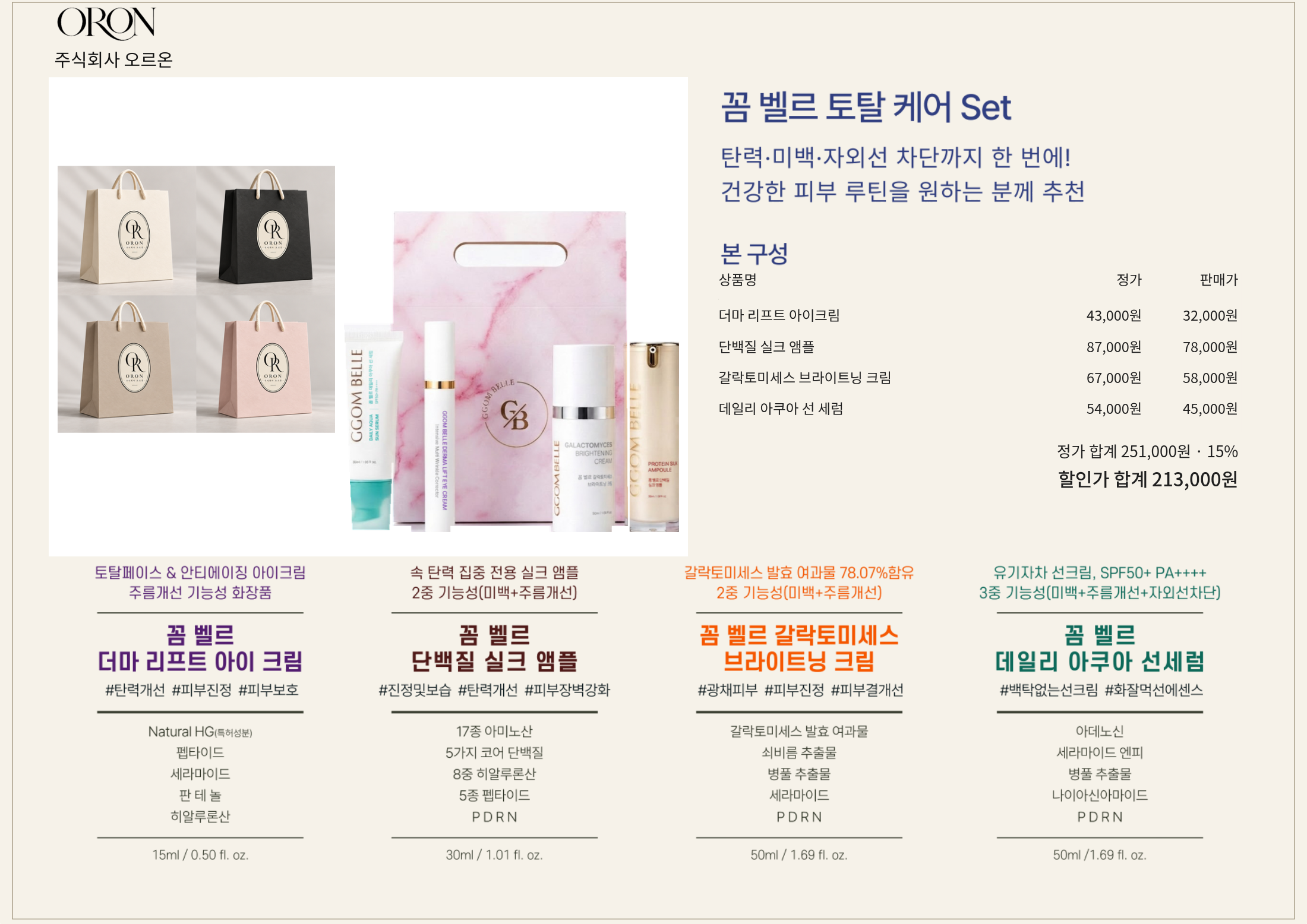 꼼 벨르 토털 케어 Set 가격 안내