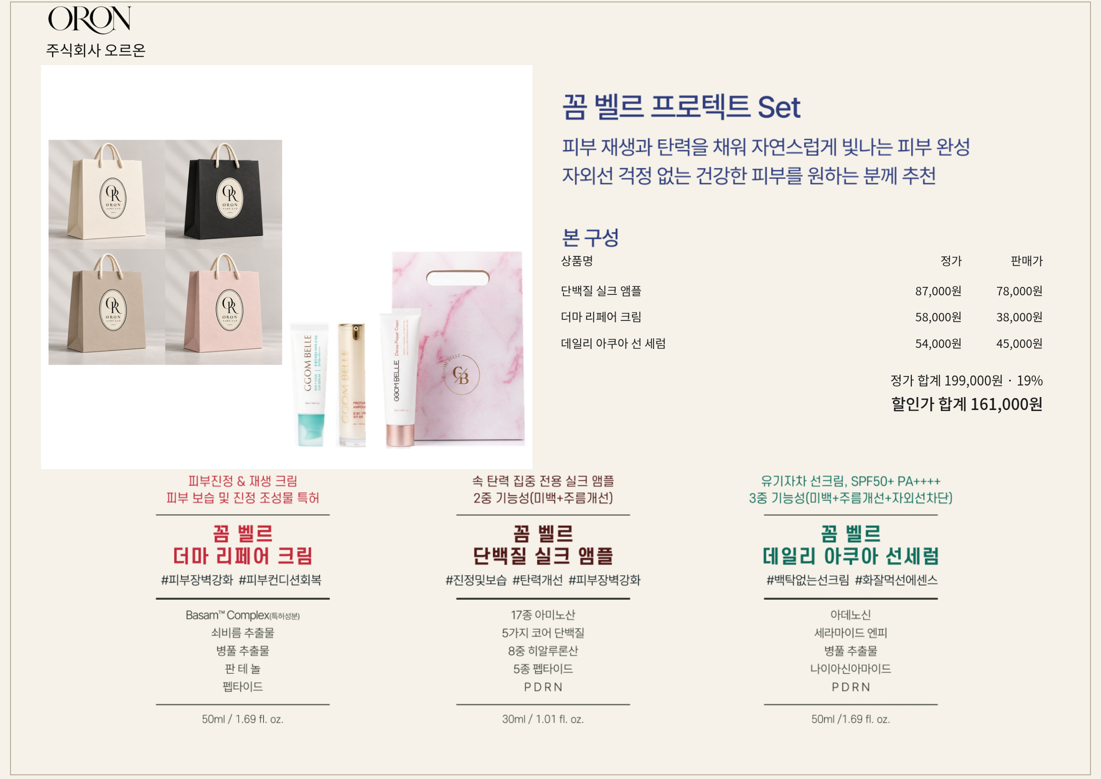 꼼 벨르 프로텍트 Set 구성품 정가, 세트 정가와 판매가 및 실제 할인율